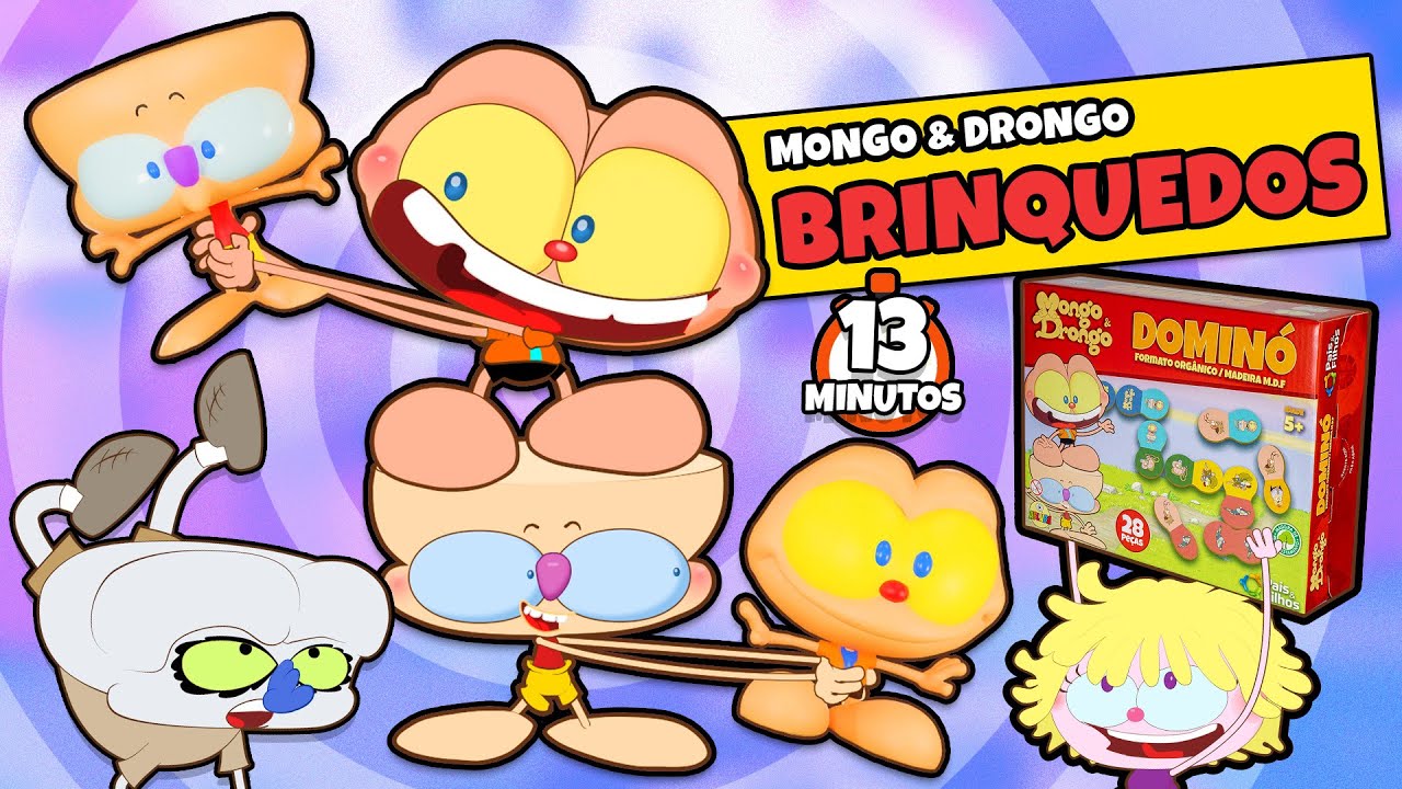 Mongo e Drongo em 3 vídeos com os brinquedos de Mongo e Drongo em desenho animado