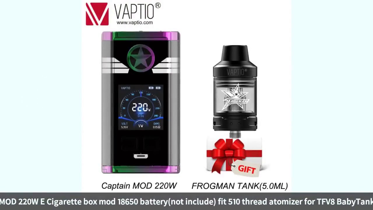 Gift tank Vaptio CAPTAIN Vape MOD 220W E Cigarette box mod 18650 battery(not include) fit 510 thr...