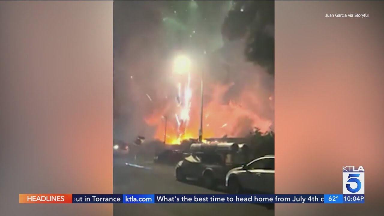 1 dead in Pacoima fireworks explosions, 4 homes burned