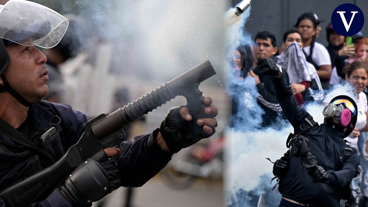 Militares venezolanos lanzan gases lacrimógenos para dispersar las protestas en Caracas