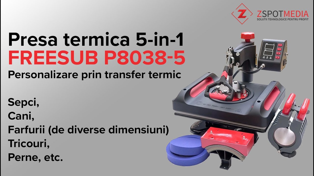 👕 Presa Termica Combo 5 in 1, Freesub P8038-5