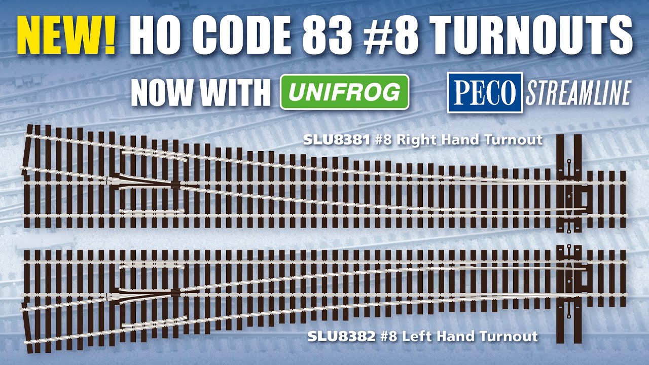НОВИНКА! Стрелочные переводы PECO Streamline HO Code 83 №8 в UNIFROG