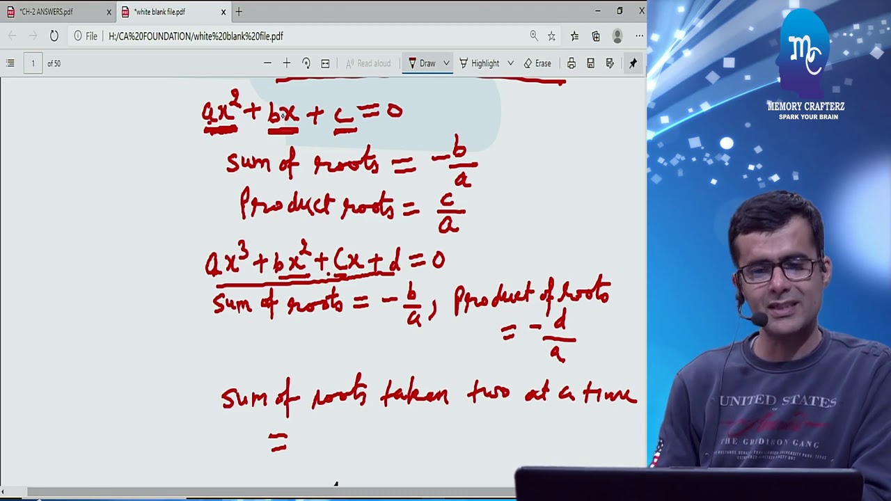 CA FOUNDATION EQUATIONS UNIT I MEMORY CRAFTERZ (CHAWLA SIR)