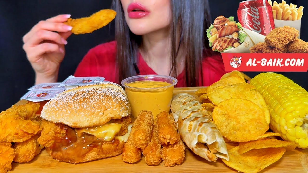 ASMR FAST FOOD | CRISPY CHICKEN, BURGER, SHAWARMA | ALBAIK MUKBANG