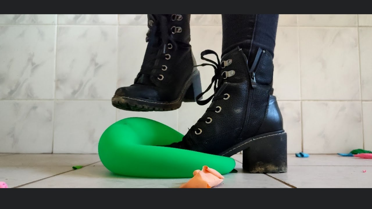 Crushing Things with Shoes ASMR Experiment - Empty Balloons crushed with Boots
