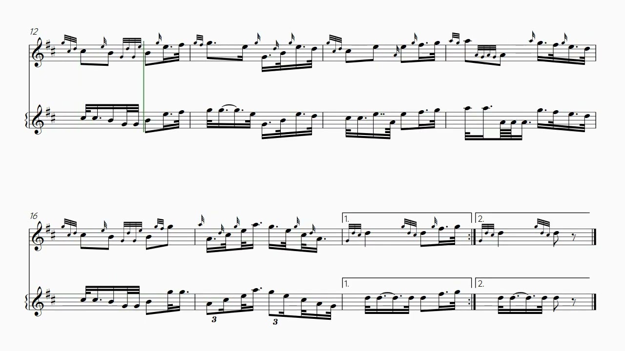 The 25th K O S B ’s Farewell to Meerut, underlying rhythmical structure, harp sound for clarity
