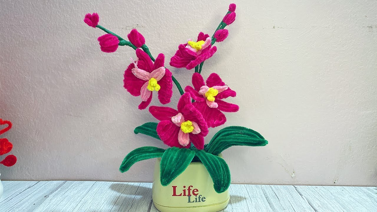 モールで作るコチョウランの作り方 DIY How to Make Pipe Cleaner Orchid Phalaenopsis