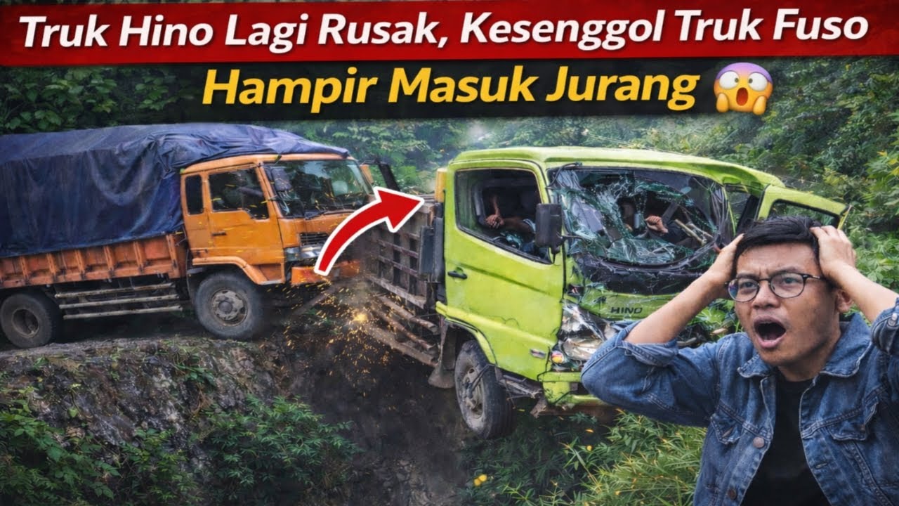 TRUK HINO LAGI RUSAK, KESENGGOL TRUK FUSO | HAMPIR MASUK JURANG