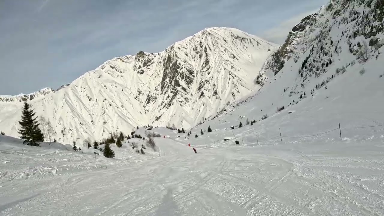 Alpe D'Huez. Edelweiss is a gorgeous blue run to cruise down in the Montfrais area of the resort