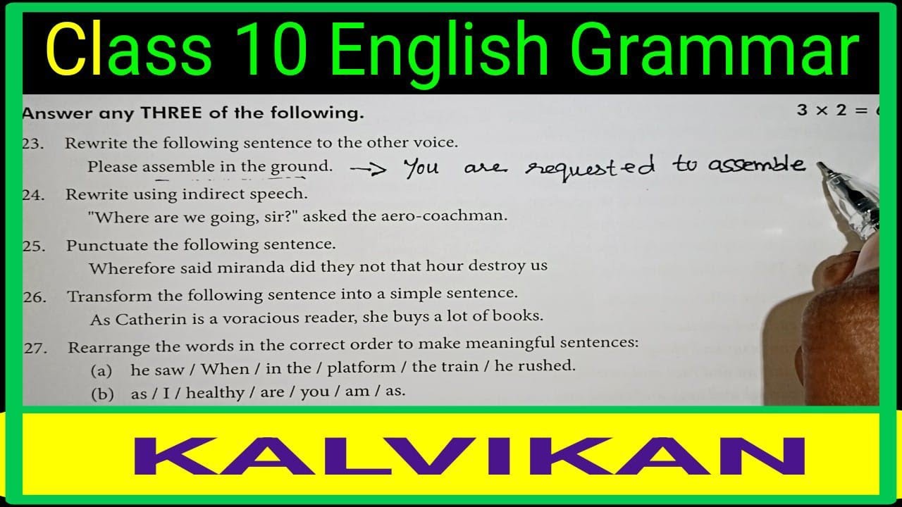 Class 10 English Grammar In Tamil / TN Class 10 English Important Questions / Kalvikan