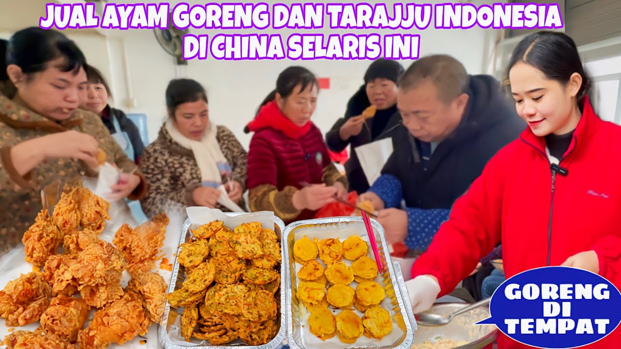 JUAL AYAM GORENG,TARAJJU,BAKWAN DAN KOPI DI CHINA, KELUARGA BANTU JUALAN KELILING DI PASAR CINONG