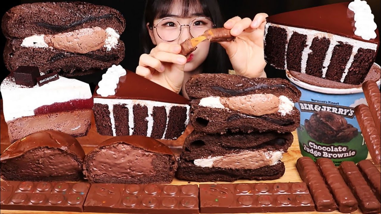 🍫Chocolate dessert☺️초콜릿퍼지브라우니 더블초코맘모스빵 케이크 초코생크림빵 초코디저트 먹방![Choco cake, bread, icecream] Mukbang