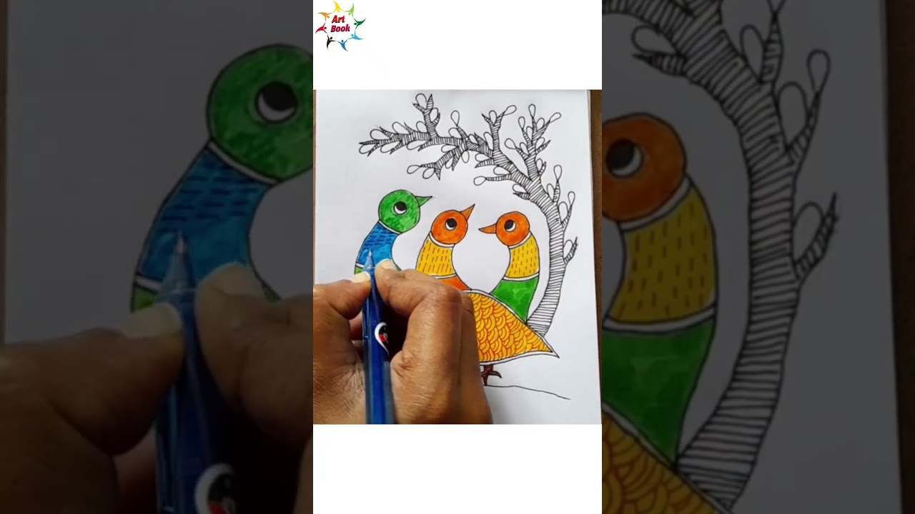 💙🧡💚Gond Painting/Gond art/Indian Folk Art #shorts #viral #drawing #indianfolkart