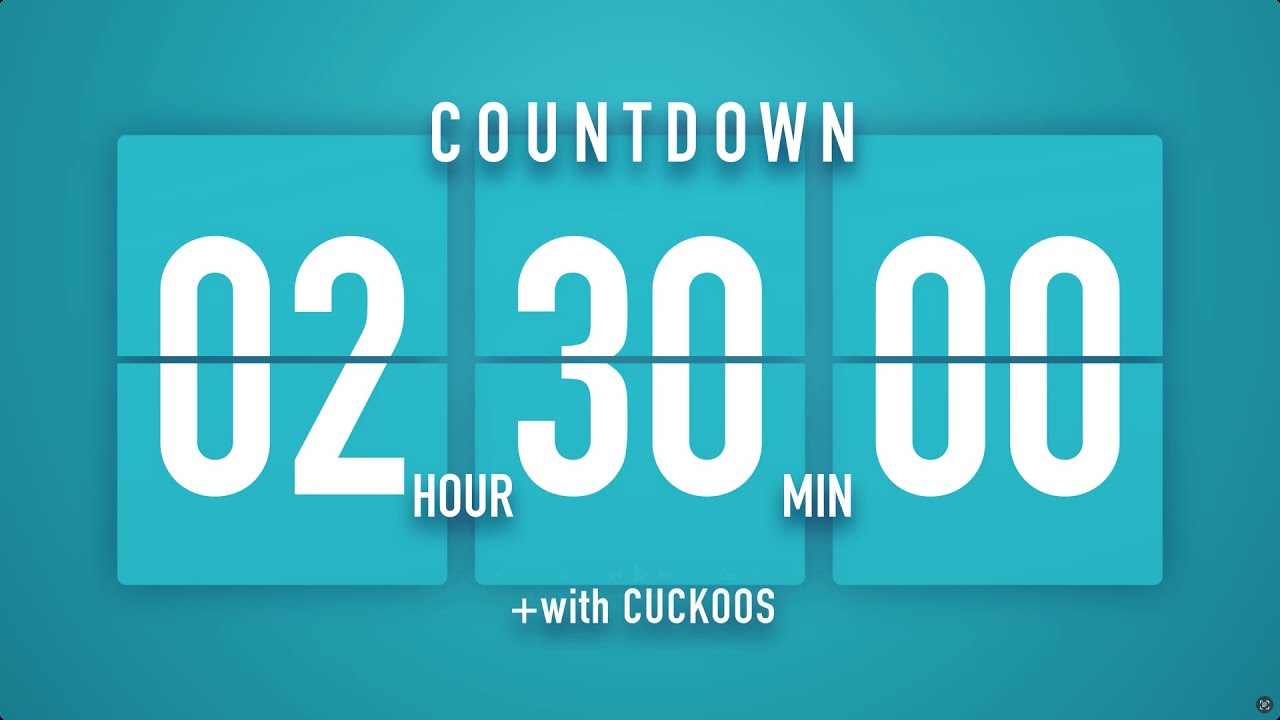 2 Hour 30 Minute Countdown Timer 🐦 Flip Clock with Cuckoo Alerts