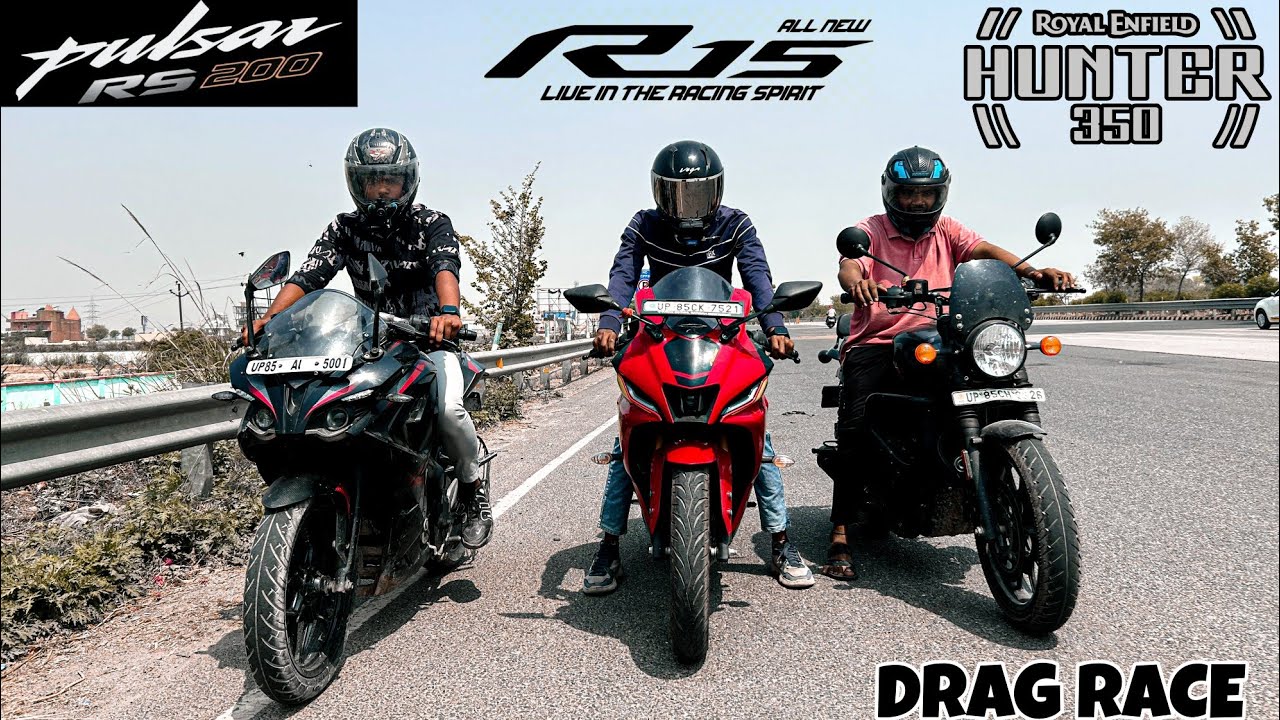 R15 vs RS 200 vs Hunter 350 || DRAG RACE || Top End Battle