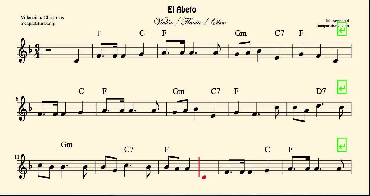 Oh Christmas Tree Sheet Music for Violin Flute and Oboe El Abeto Sheet Music with chords