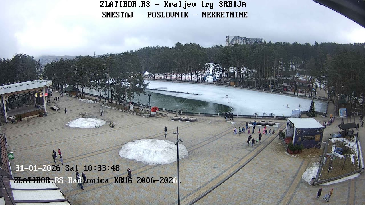 Zlatibor.rs Live kamera januar 2026. - Kraljev trg, jezero, Zlatibor