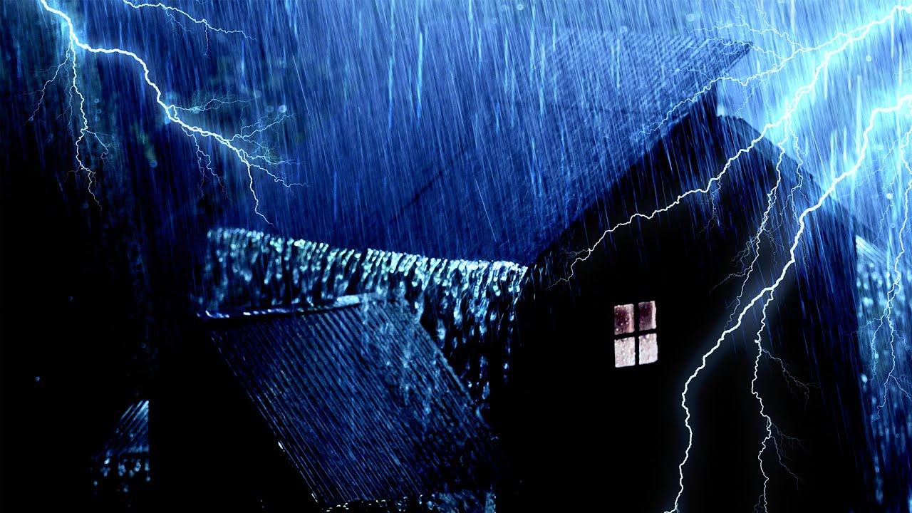 Duerme en 3 minutos con lluvia en medio de lluvia y truenos en el tejado de un tranquilo pueblo