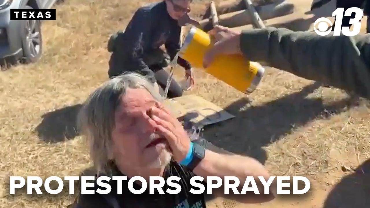 Protesters hit with chemical irritants outside Dilley Detention Facility
