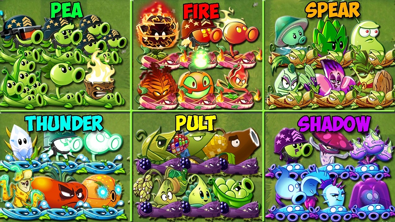 6 Team FIRE x PEA x PULT x SPEAR x ELECTRIC x ... - Who Will Win? - Pvz 2 Team Plant Battlez