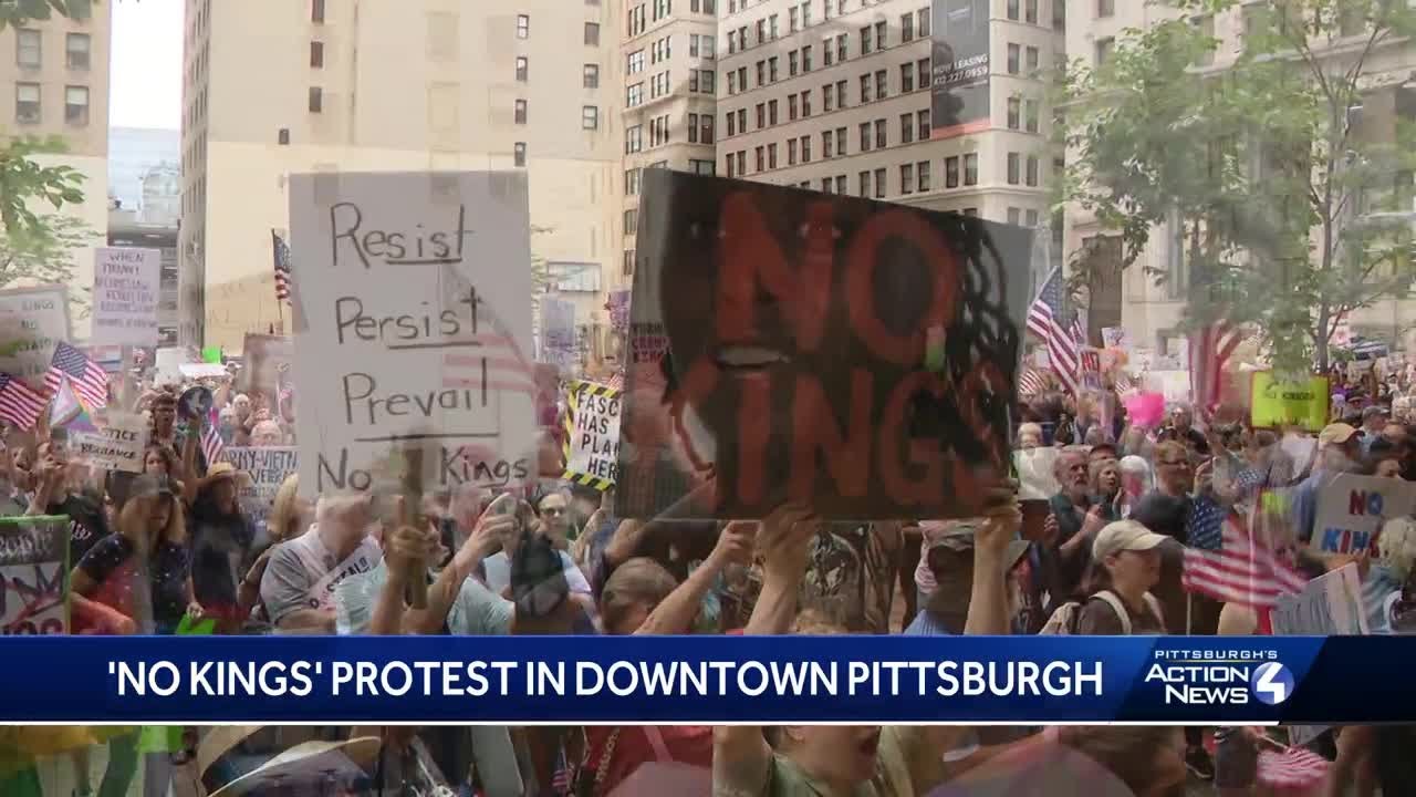 Two thousand take part in 'No Kings' protests in Downtown Pittsburgh