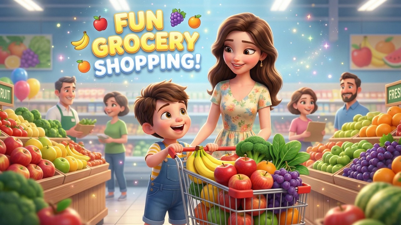 Fun Grocery Shopping Song 🛒 | Learn Fruits, Numbers & Healthy Habits for Kids