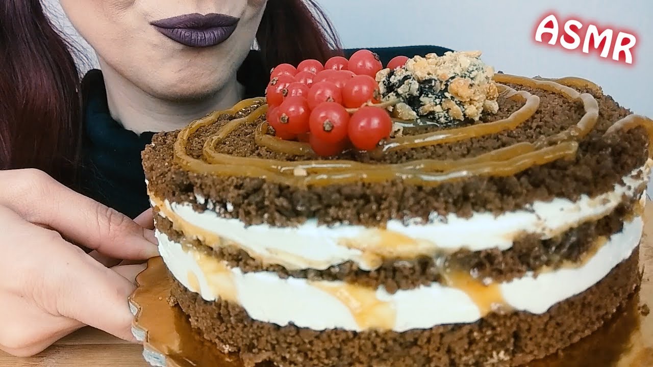 ASMR Dessert: Banoffee Cake (Banana, Caramel Cream, Biscuits) | Whispering