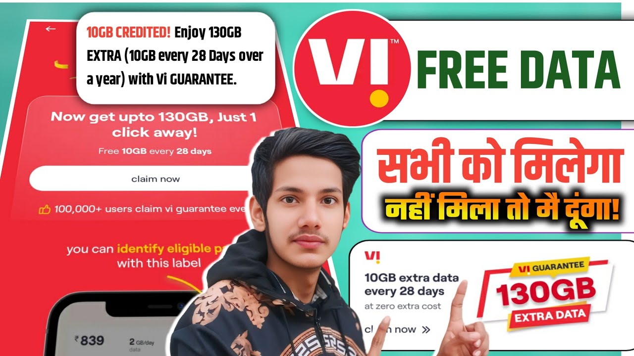 Vi Free 130GB Data Kaise Le 2025 | VI 130GB Free Internet Trick | Vodafone Idea Free Data Code