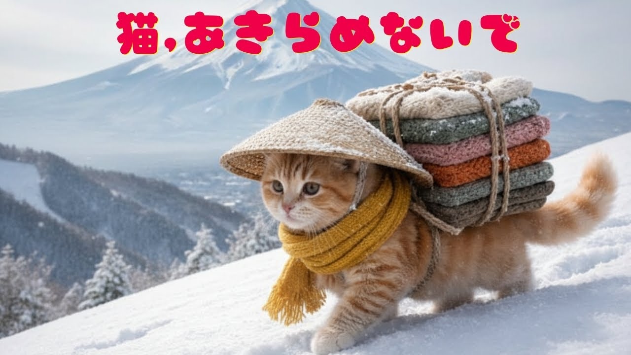 【猫ちゃん 家族】子猫と毛糸 雪の夜のふしぎな出来事 Kitten and the Strange Snowy Night