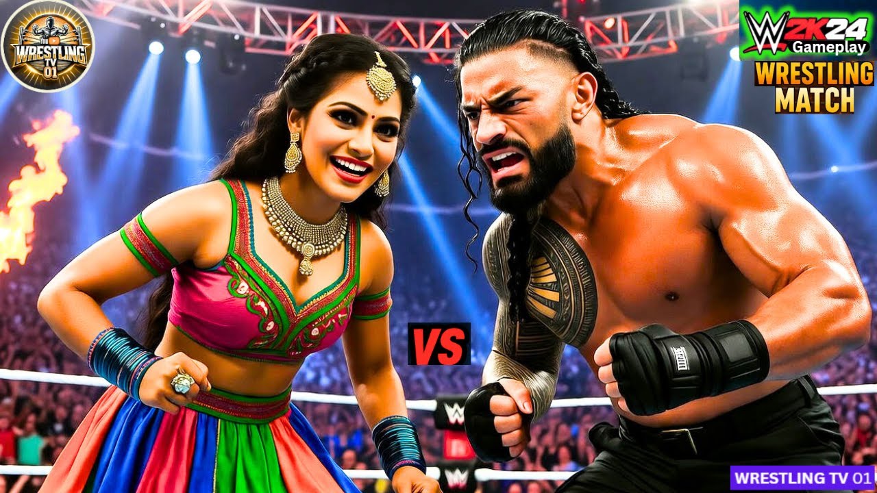 🔥WWE 2K24 – Роман Рейнс против Рии Чоудхури 🇮🇳 Геймплей межгендерного рестлинга 🎮 11 октября 2025 г.