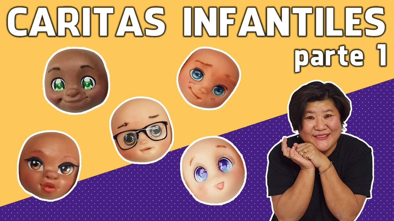 Caritas infantiles con distintos tonos de piel en porcelana fría - parte 1