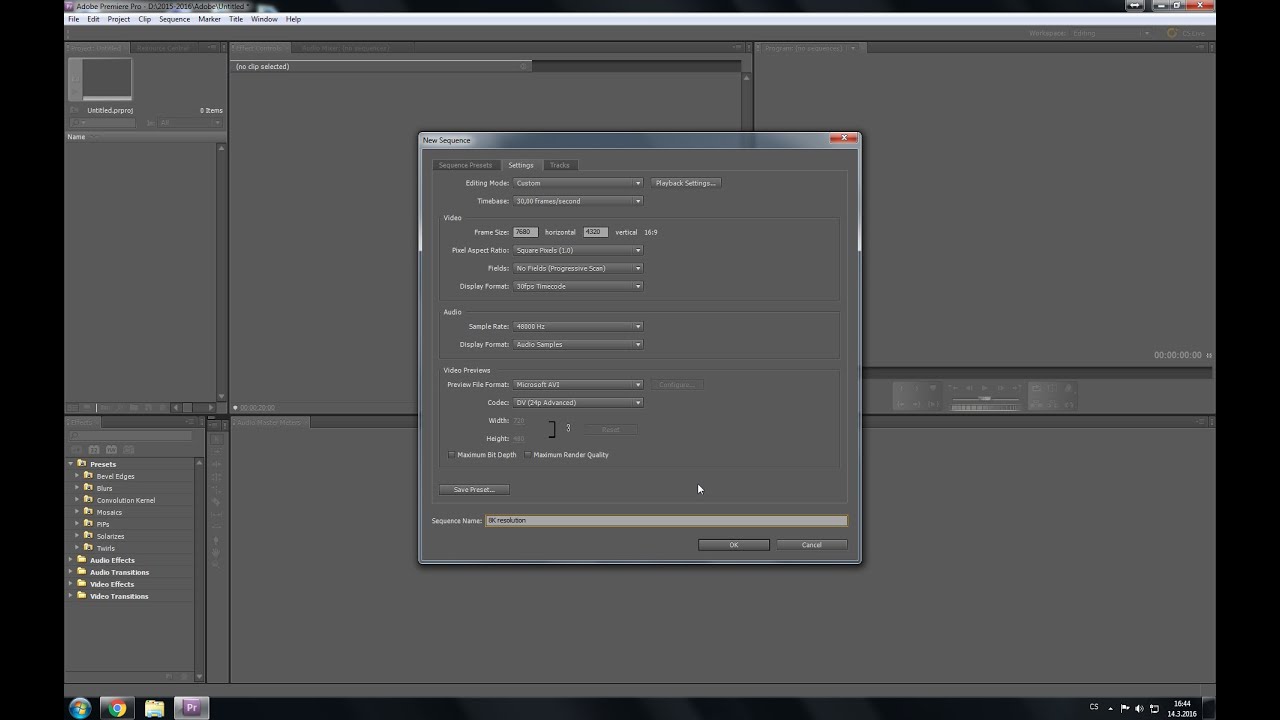 Adobe Premiere Pro CS5.5 - 8K video sequence