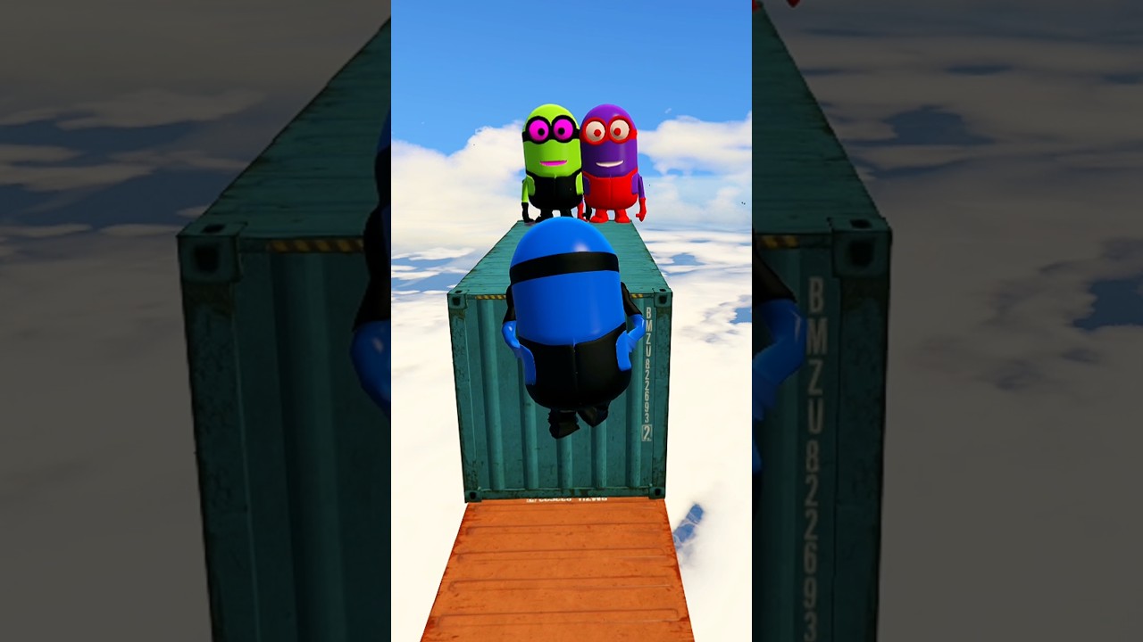 blue minion epic ragdoll to purple and green minion