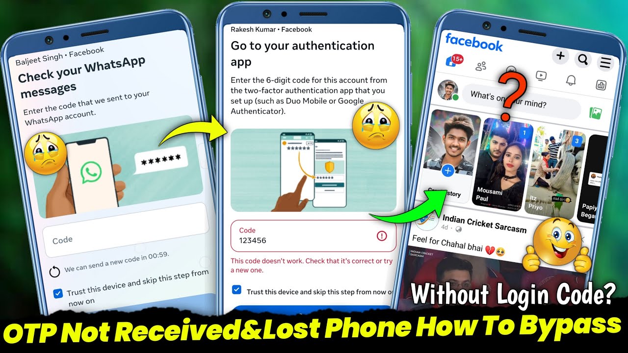 Two step authentication facebook lost phone? | Facebook login code not received problem | two factor