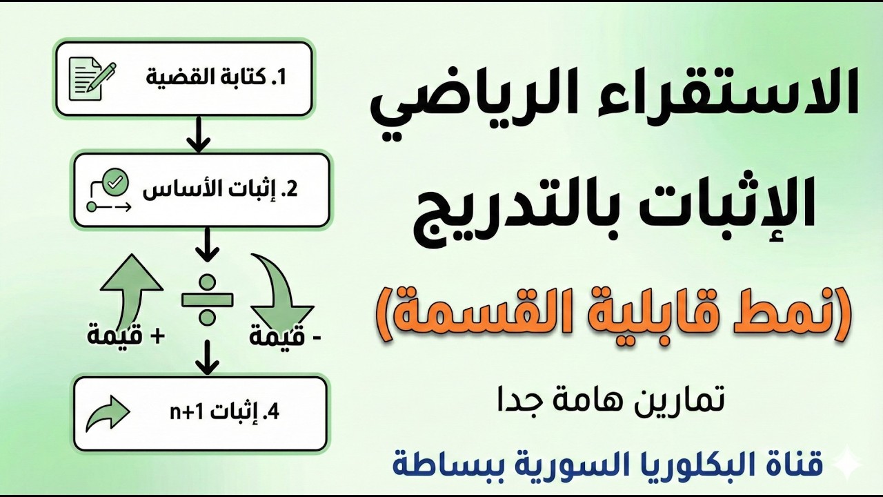 الدرس 7 | الاستقراء الرياضي - الإثبات بالتدريج (نمط قابلية القسمة) | رياضيات بكالوريا 2026