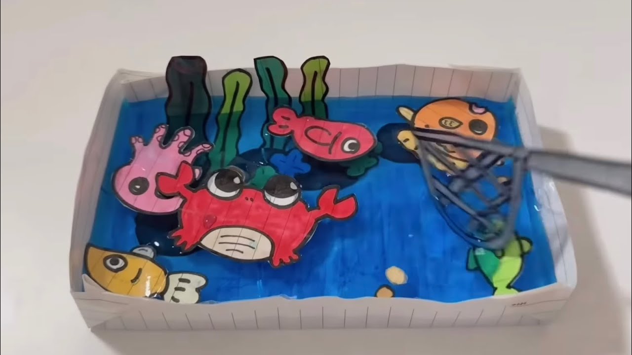 [💸paperdiy💸] Fish bowl🐟 Blind bag Asmr Rasing Fish 물고기 키우기 종이놀이 랜덤백