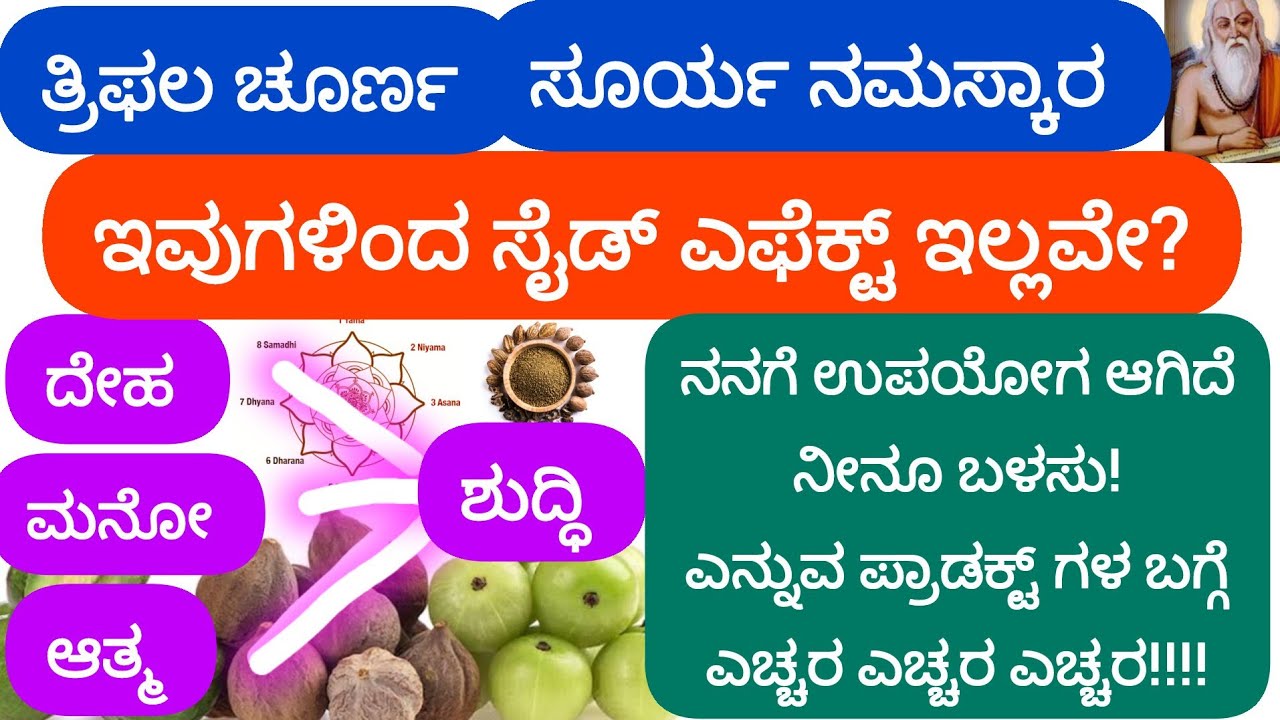 ತ್ರಿಫಲಾ ಚೂರ್ಣದಿಂದ, ಸೂರ್ಯ ನಮಸ್ಕಾರ ದಿಂದ ಸೈಡ್ ಎಫೆಕ್ಟ್ ಇದೆಯಾ? ಡಾ|| ಸೌಮ್ಯಶ್ರೀ ಶರ್ಮ