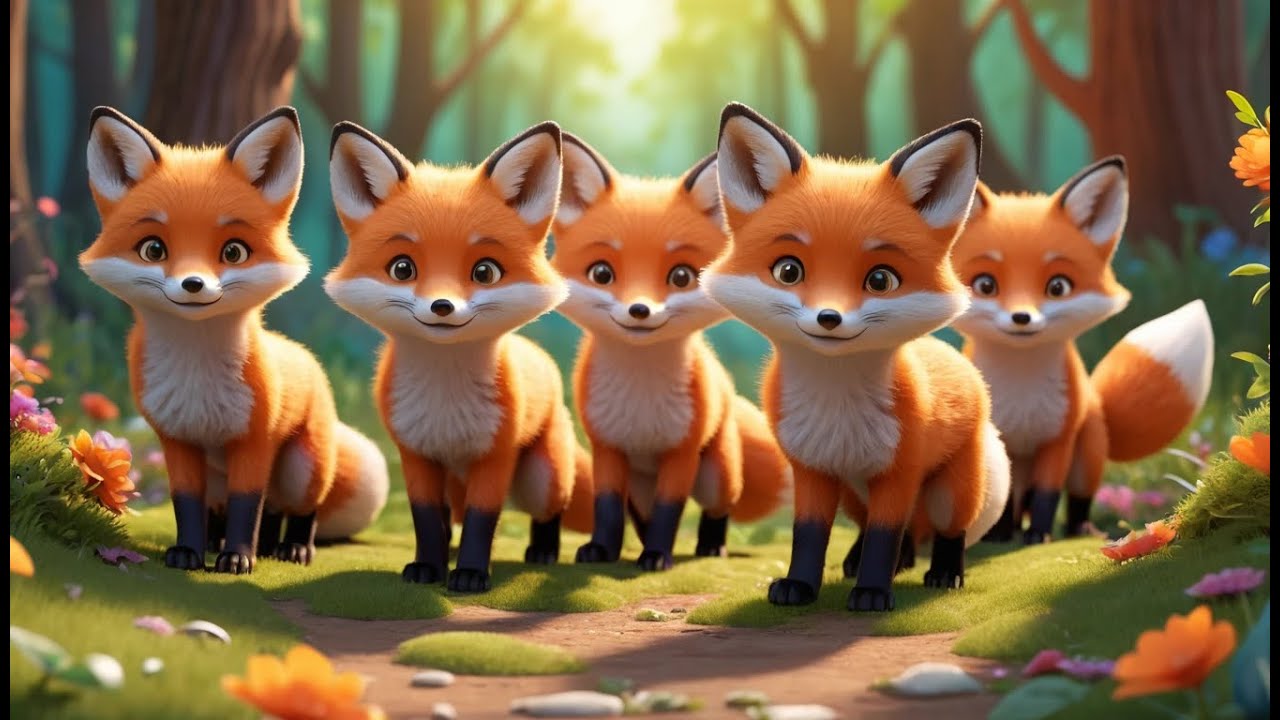 Fünf kleine Fuchswelpen rennen durch den Wald | Lustiges Tierlied & Bewegungslied