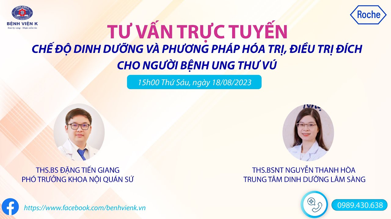 Chế độ dinh dưỡng và phương pháp hoá trị, điều trị đích cho người bệnh ung thư vú