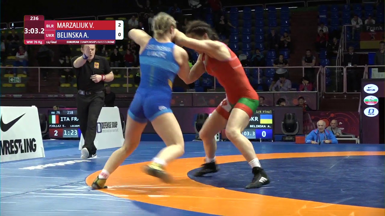 1/4 WW - 76 kg: V. MARZALIUK (BLR) v. A. BELINSKA (UKR)