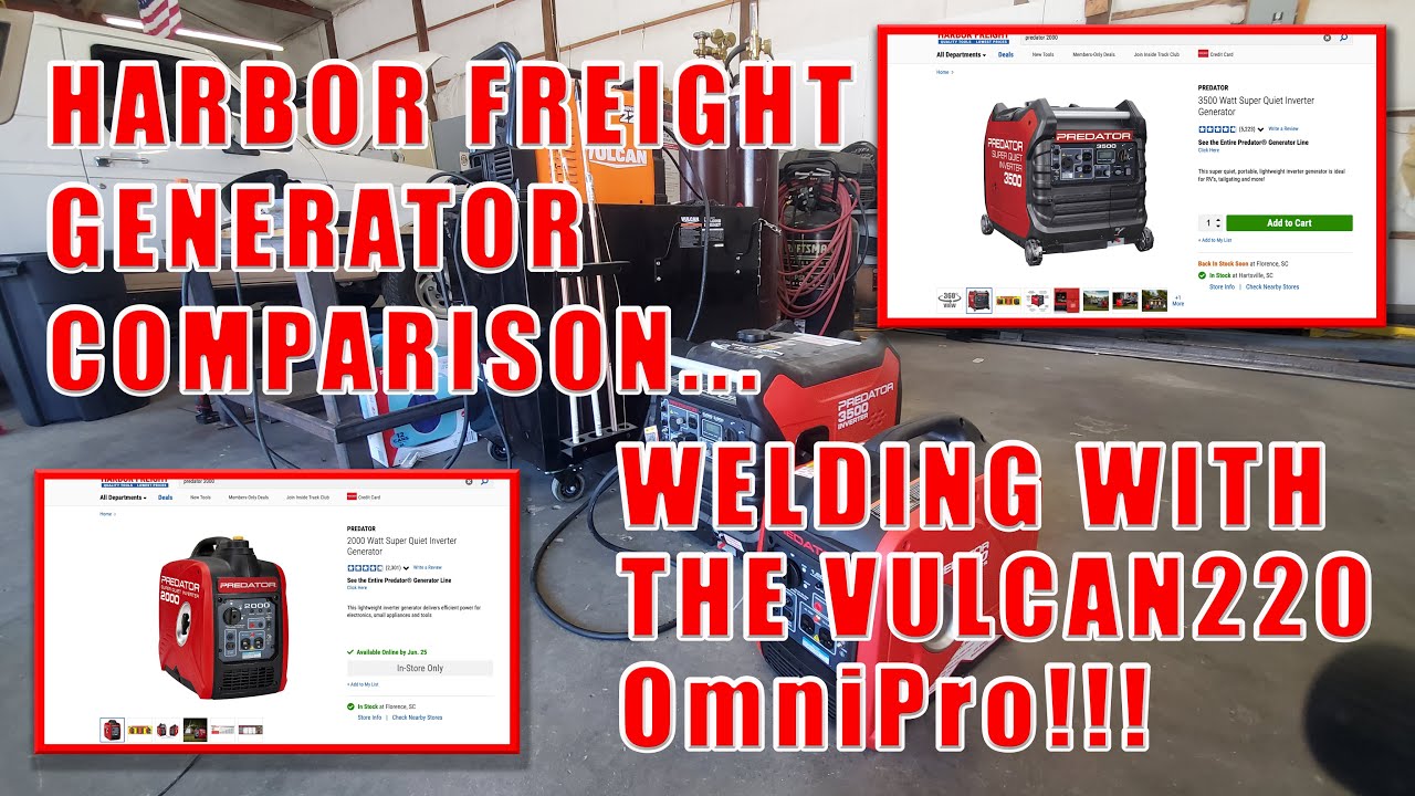 Harbor Freight Predator 2000/3500 Generator Powered Vulcan 220 Welding Test