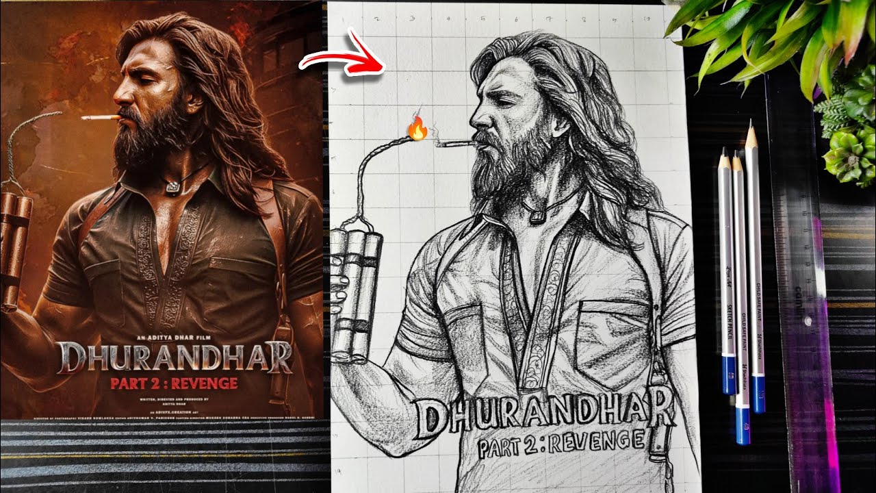 Ranveer Singh Dhurandhar 2 Drawing🔥, How To Draw Ranveer Singh Dhurandhar Movie, Step By Step