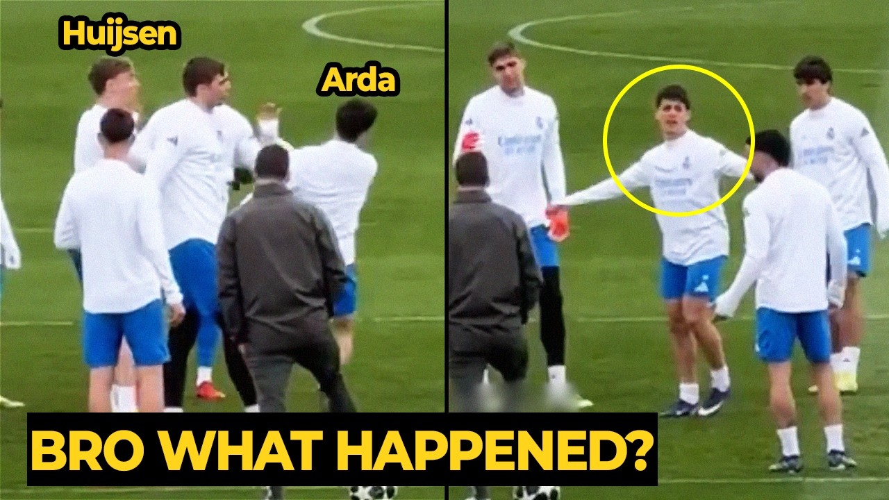 Arda Güler CLASHES with Dean Huijsen in training ahead of Man City