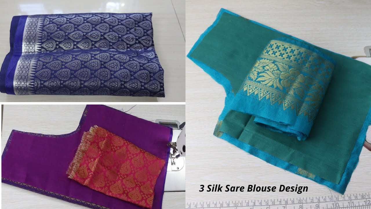 3 Silk saree blouse back neck design cutting and stitching back designs