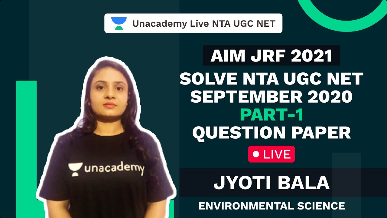 Solve NTA UGC NET September 2020  Part-1 Question Paper Live | AIM JRF 2021 Environmental Science
