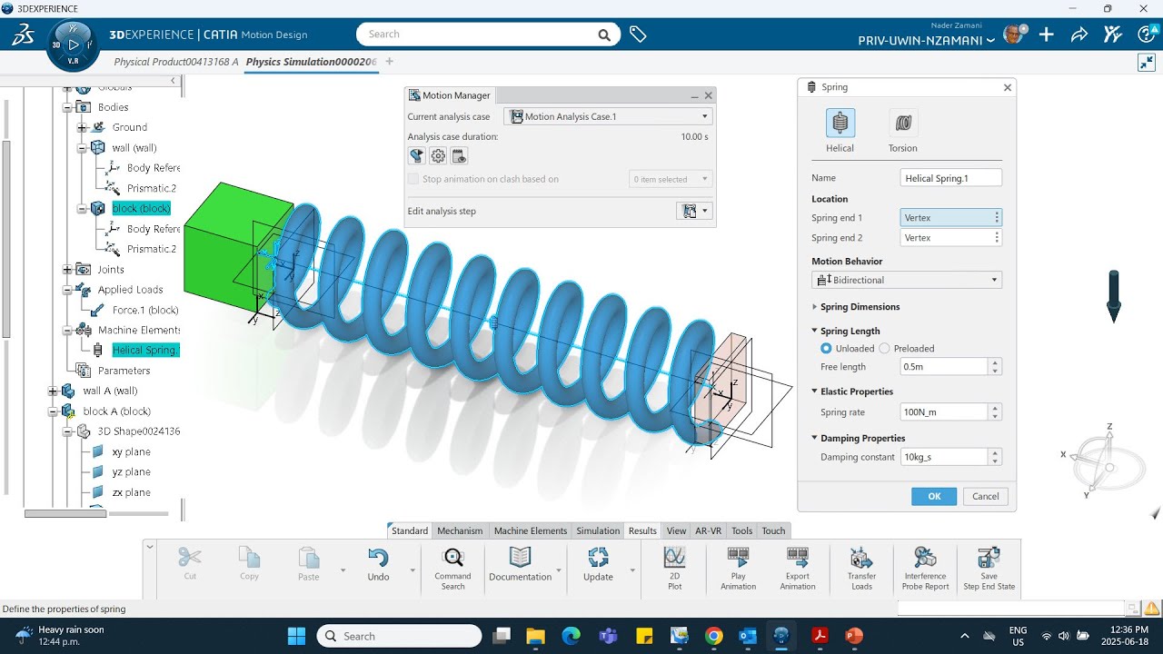 Video 7 Motion Design Dynamic Mass Spring Damper System 3DEXPERIENCE R2025x Nader G Zamani