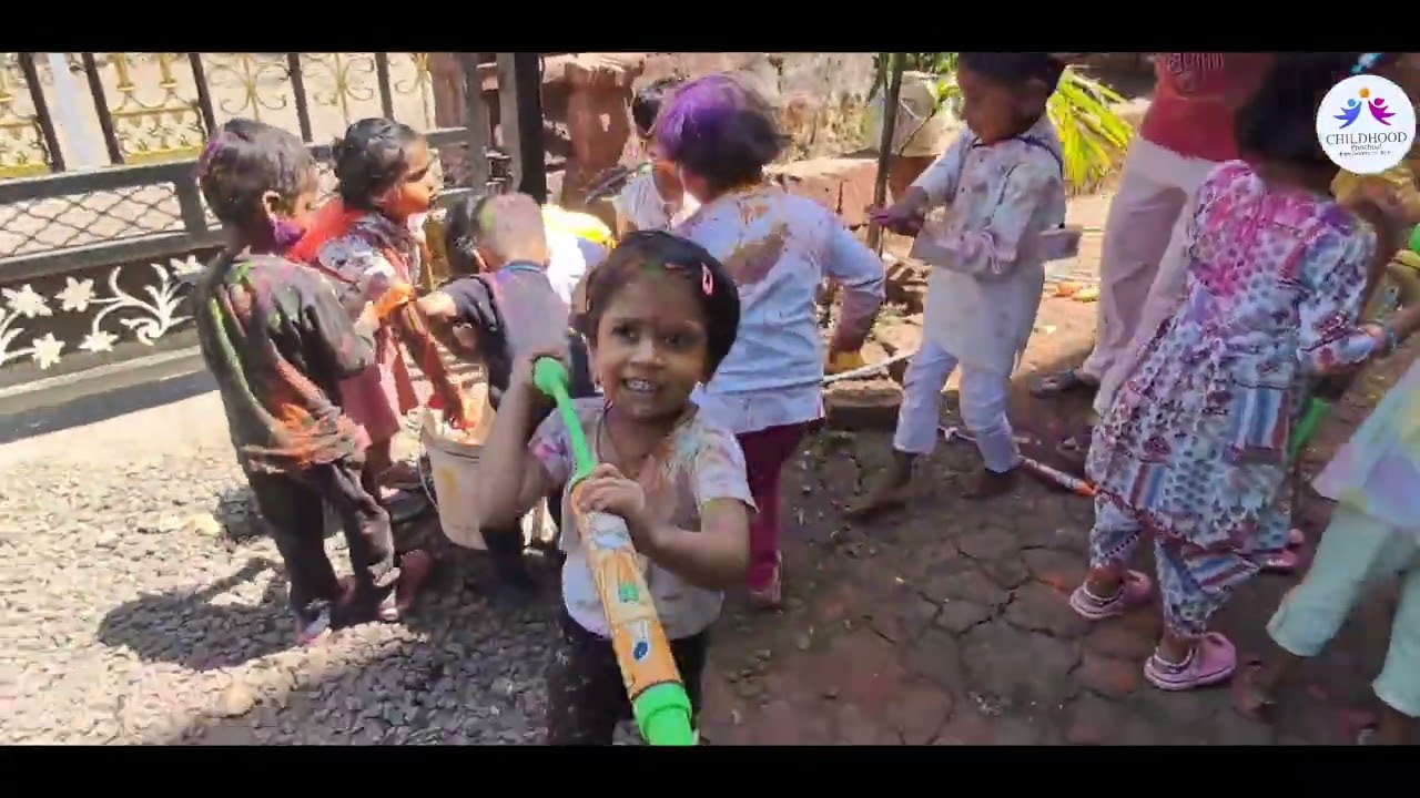Holi celebration||Childhood Preschoollfestival of colors # celebration#activity #childhoodpreschool 