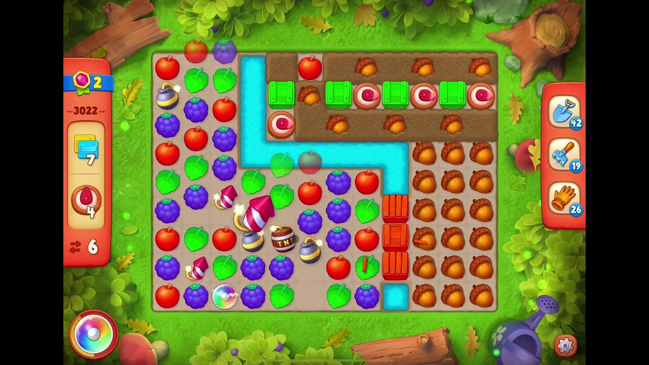 GardenScapes Level 3022 no boosters (17 moves)