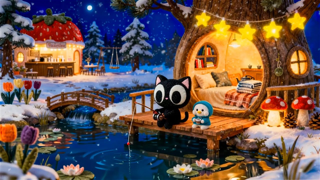 Cozy Winter Jazz Lo-fi with Snowy ☕ ❄️ Lofi Chill Music for Study & Relax