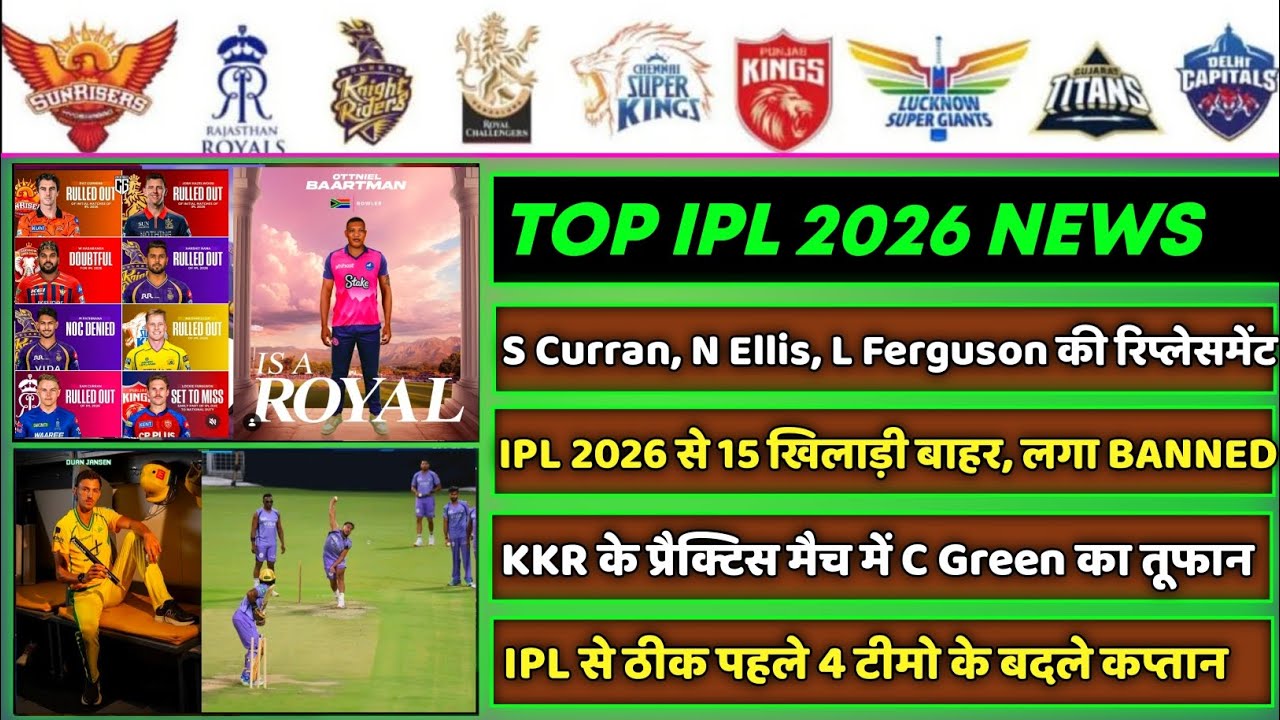IPL 2026 - 8 Big News for IPL on 20 Mar (IPL Injury, N Ellis & S Curran Replacement, IPL Jersey, DC)